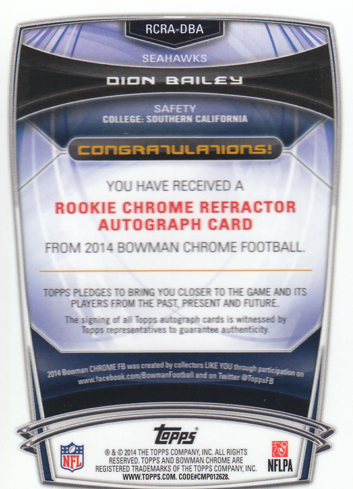 2014 Bowman Chrome Football Part 3 Insert and Rookie Autograph Cards - Picture 65 of 90