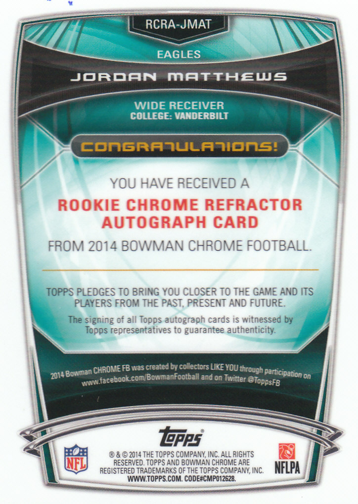 2014 Bowman Chrome Football Part 3 Insert and Rookie Autograph Cards - Picture 73 of 90