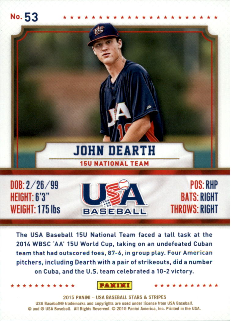 2015 USA Baseball Stars and Stripes Longevity Retail Gold Baseball Card Pick - Picture 89 of 167