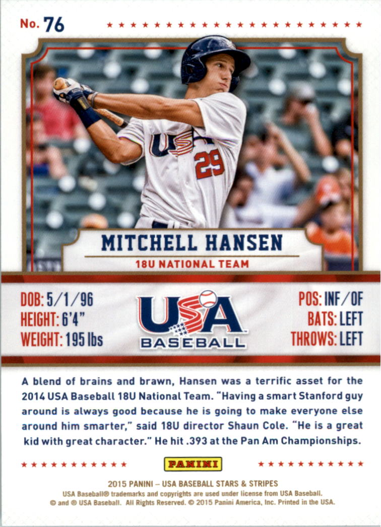 2015 USA Baseball Stars and Stripes Longevity Retail Gold Baseball Card Pick - Picture 125 of 167