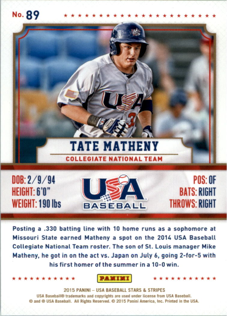 2015 USA Baseball Stars and Stripes Longevity Retail Gold Baseball Card Pick - Picture 149 of 167