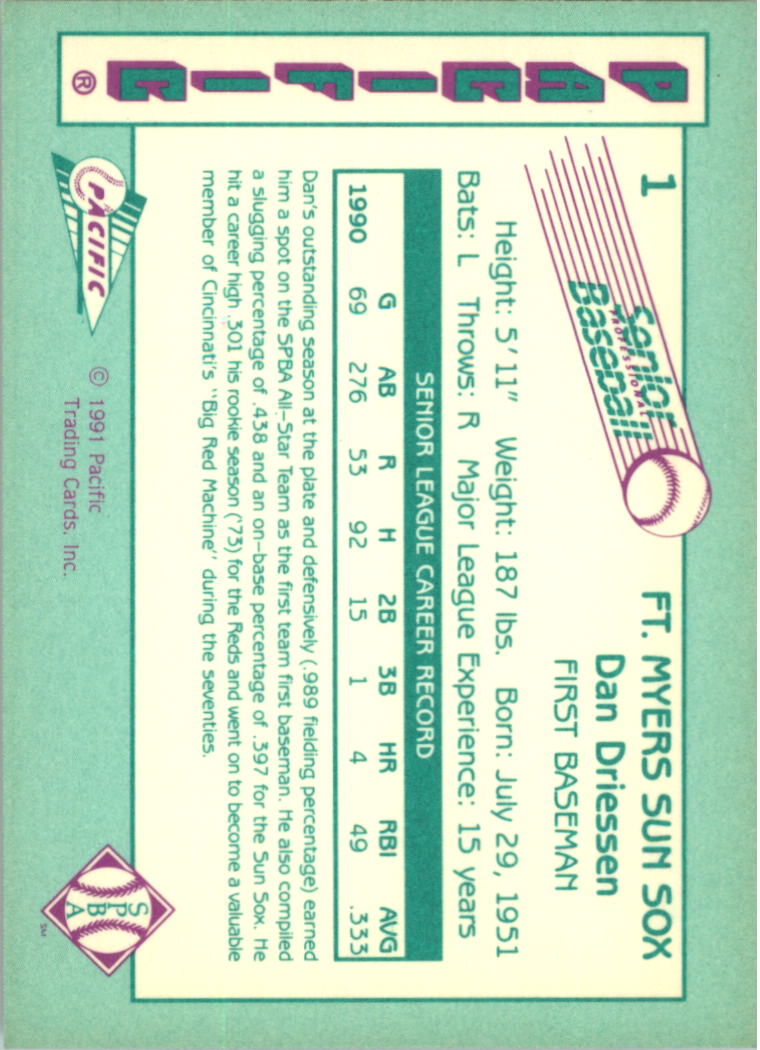 1991 Pacific Senior League Baseball Card Pick - Picture 5 of 339