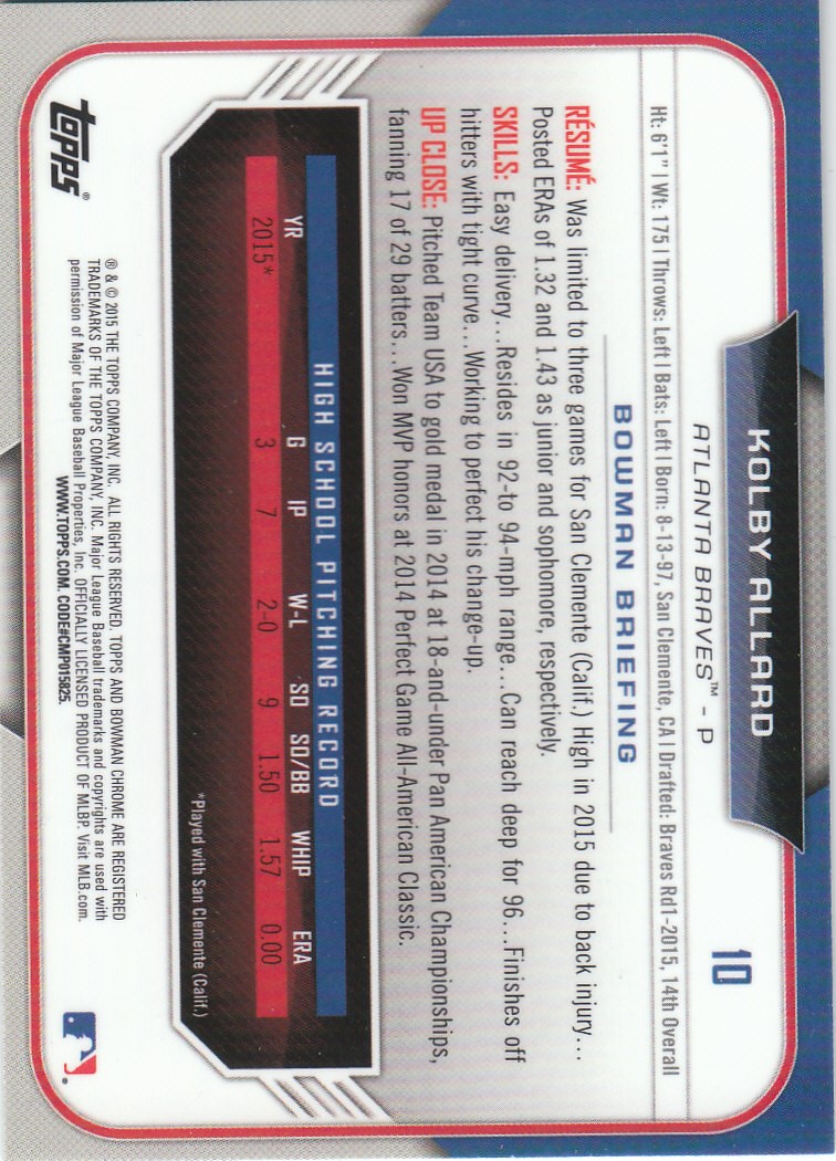 2015 Bowman Chrome Draft Baseball - Picture 281 of 313