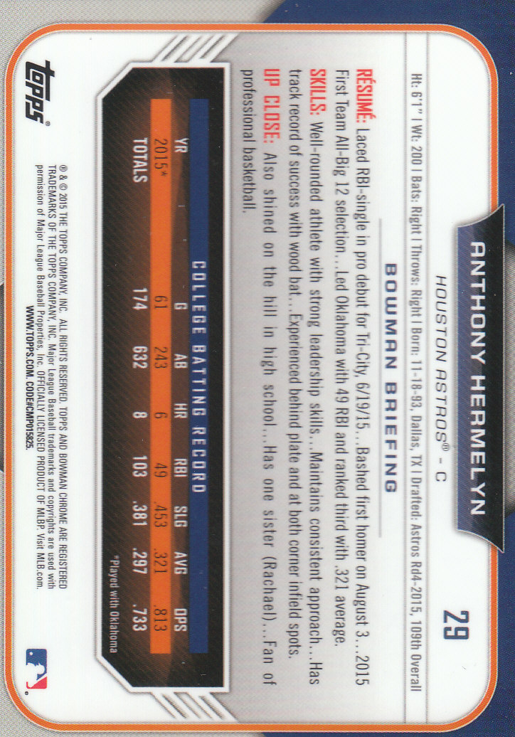 2015 Bowman Chrome Draft Baseball - Picture 283 of 313