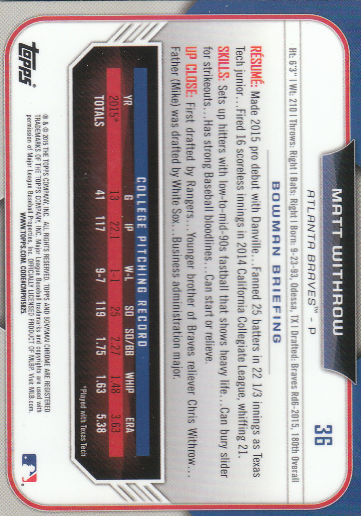 2015 Bowman Chrome Draft Baseball - Picture 285 of 313