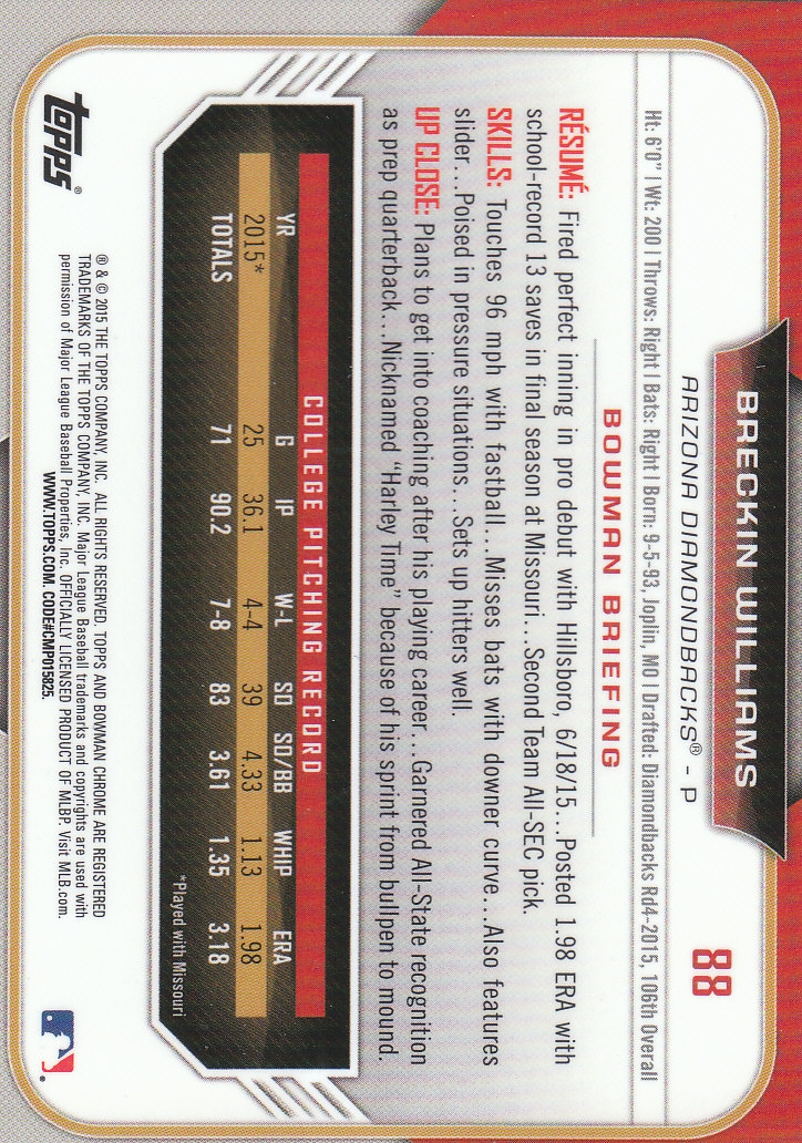 2015 Bowman Chrome Draft Baseball - Picture 291 of 313