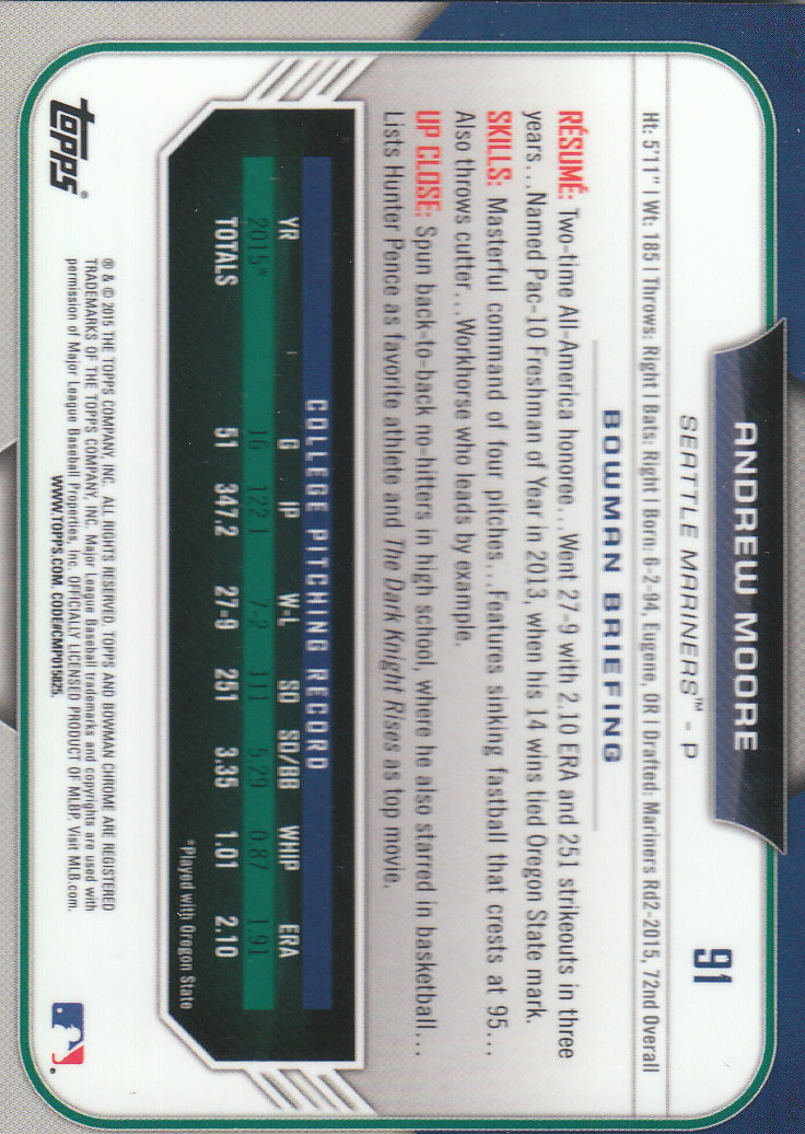 2015 Bowman Chrome Draft Baseball - Picture 293 of 313