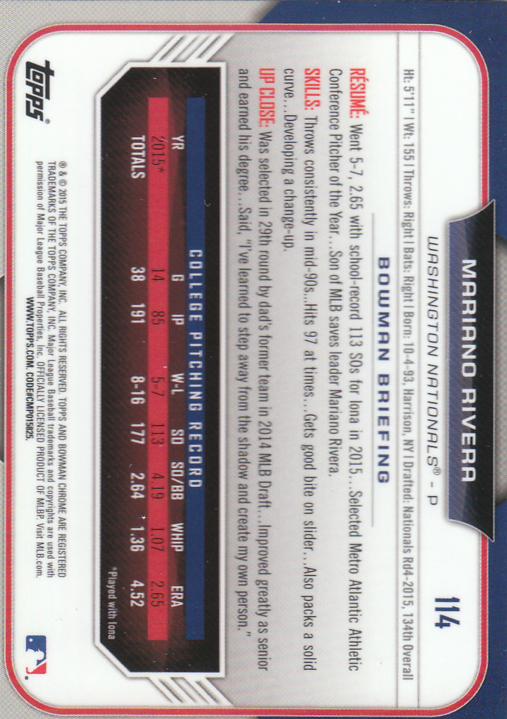 2015 Bowman Chrome Draft Baseball - Picture 297 of 313
