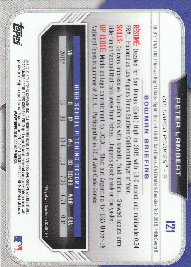 2015 Bowman Chrome Draft Baseball - Picture 299 of 313