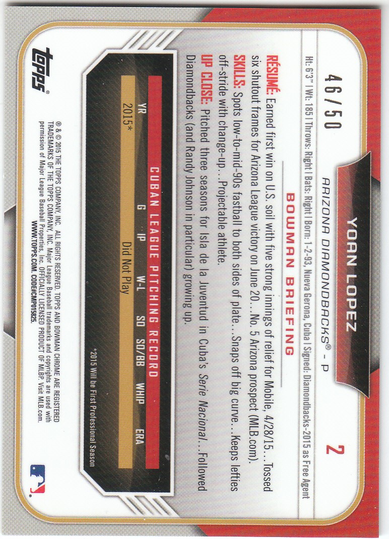 2015 Bowman Chrome Draft Baseball - Picture 227 of 313