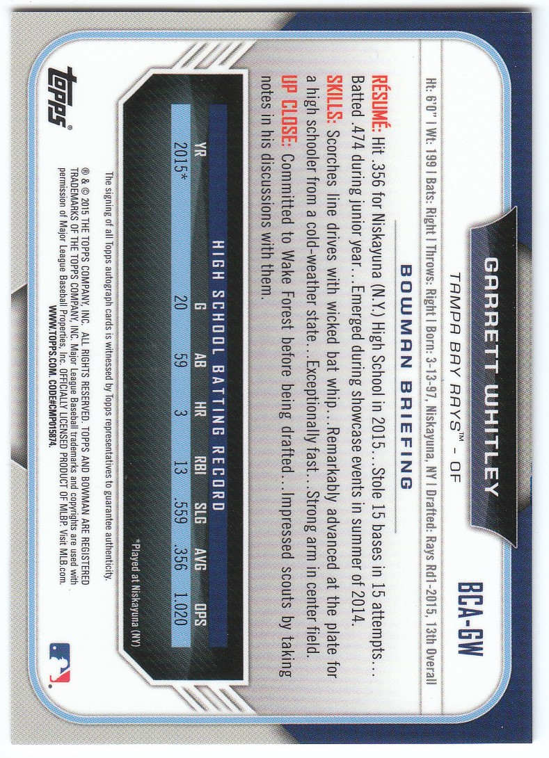 2015 Bowman Chrome Draft Baseball - Picture 215 of 313