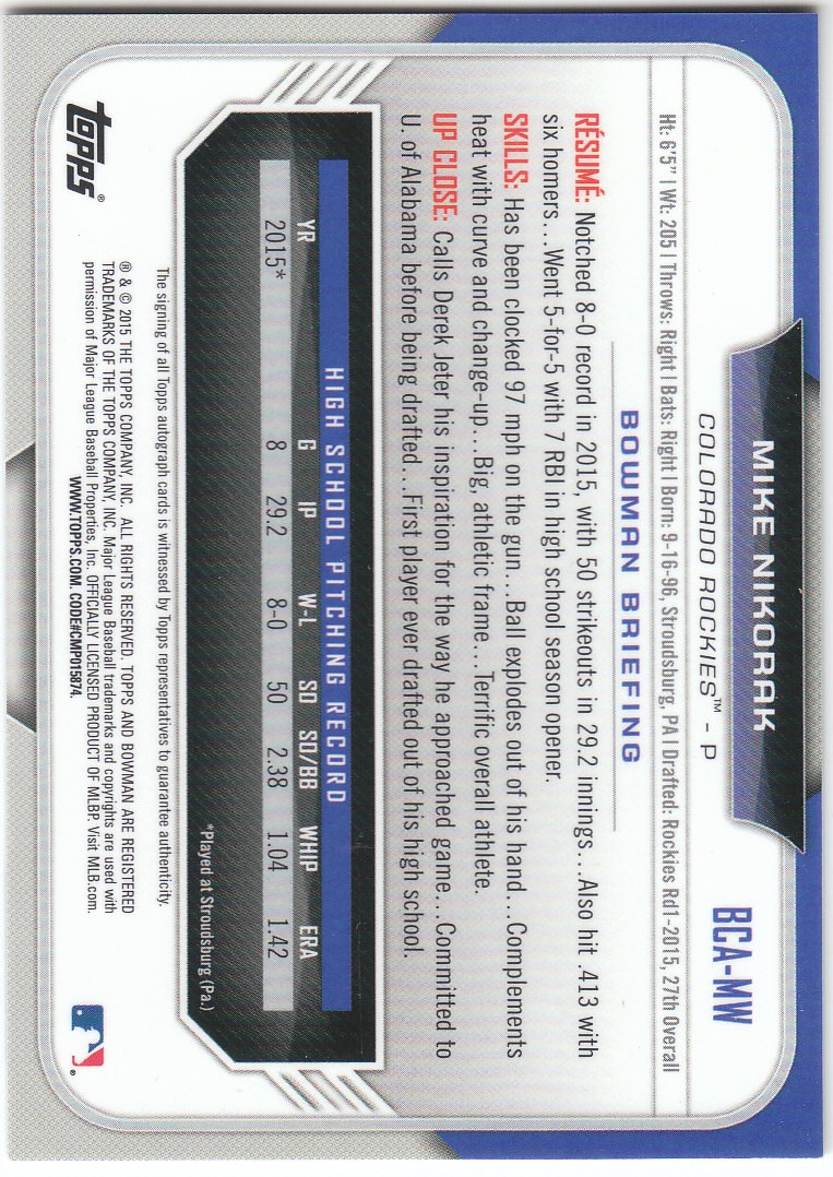 2015 Bowman Chrome Draft Baseball - Picture 221 of 313