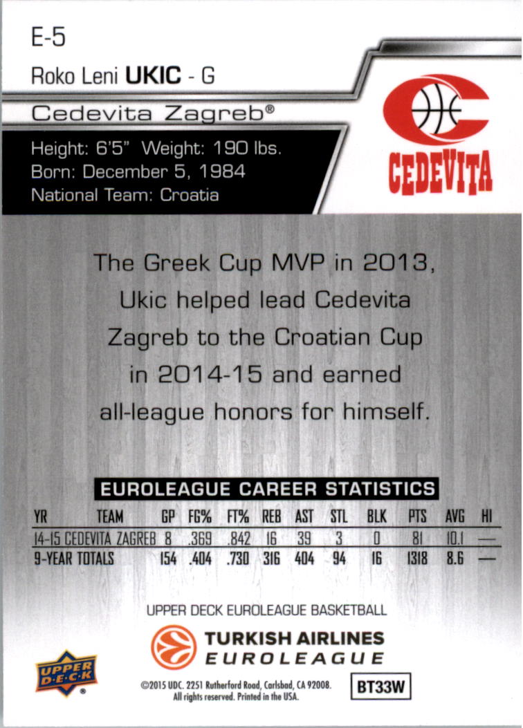 2015-16 Upper Deck Turkish Airlines Euroleague you pick - Picture 7 of 103