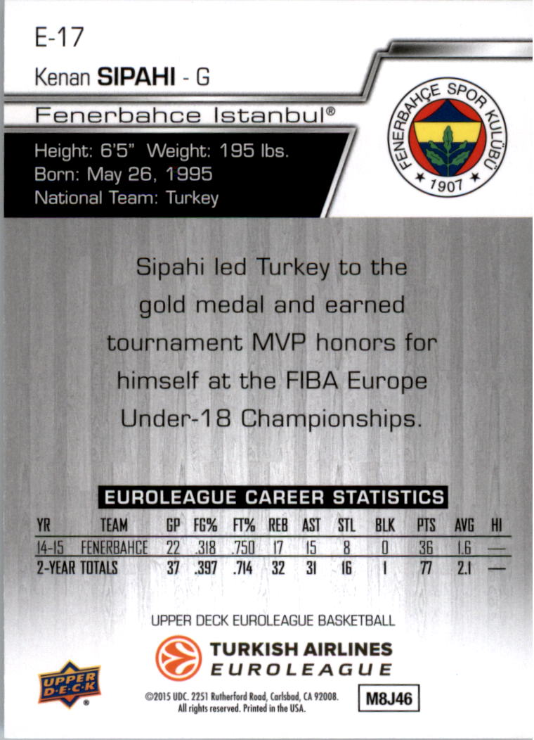 2015-16 Upper Deck Turkish Airlines Euroleague you pick - Picture 19 of 103