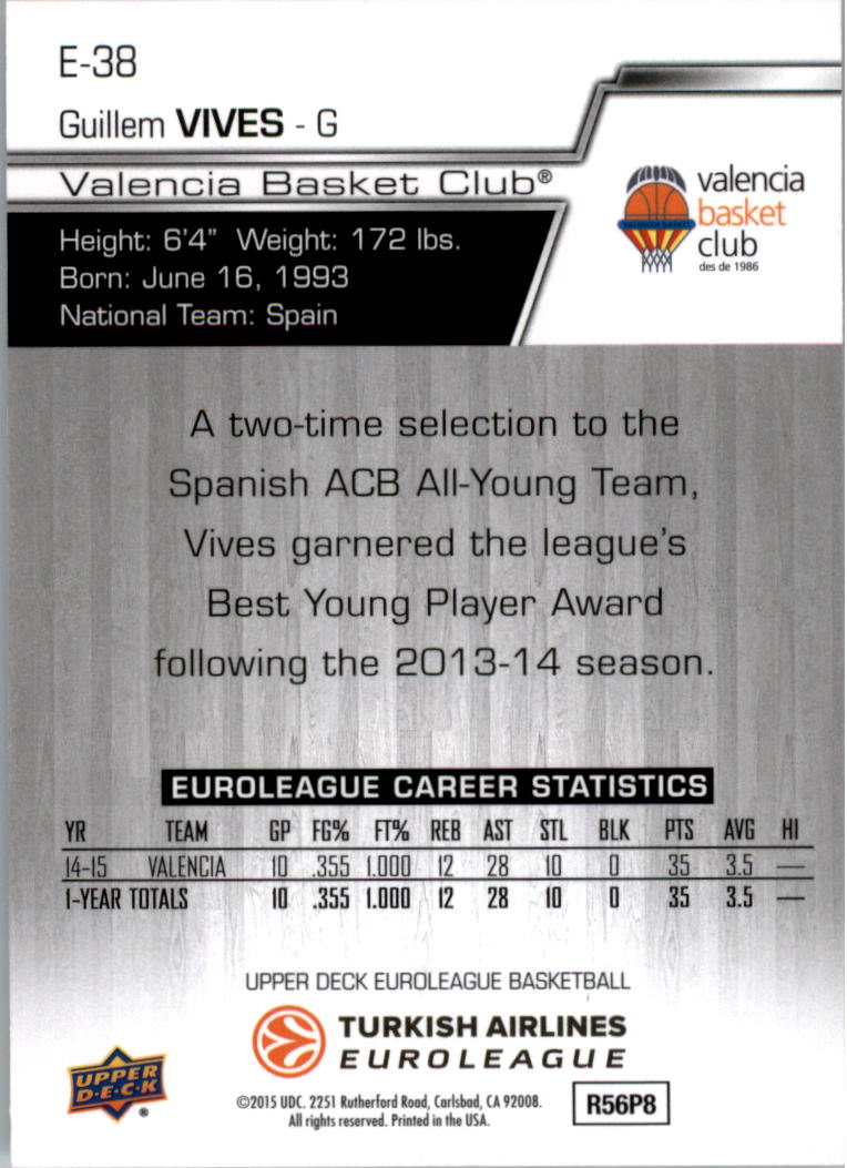 2015-16 Upper Deck Turkish Airlines Euroleague you pick - Picture 39 of 103