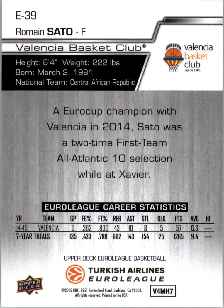 2015-16 Upper Deck Turkish Airlines Euroleague you pick - Picture 41 of 103