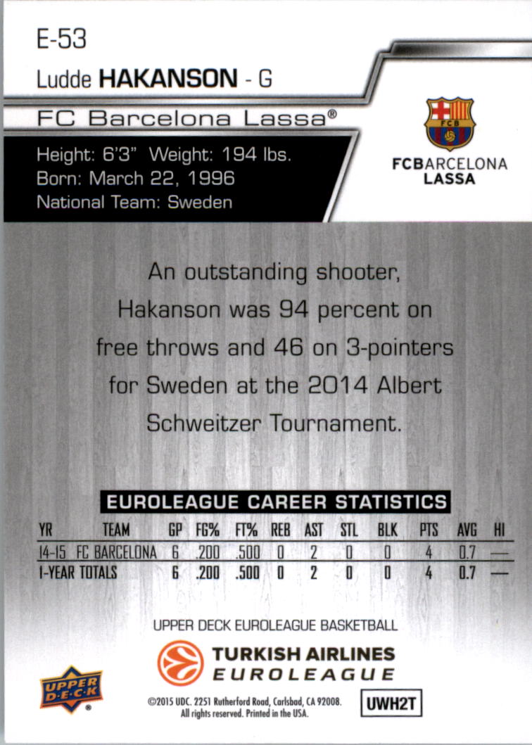 2015-16 Upper Deck Turkish Airlines Euroleague you pick - Picture 51 of 103