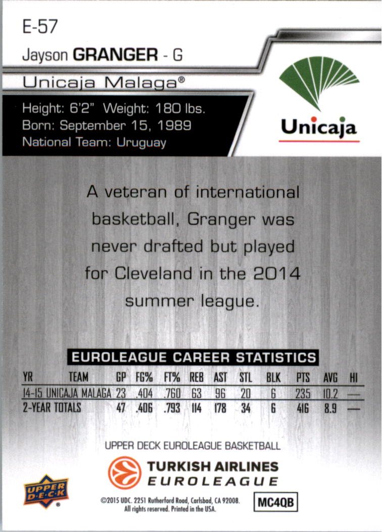 2015-16 Upper Deck Turkish Airlines Euroleague you pick - Picture 57 of 103