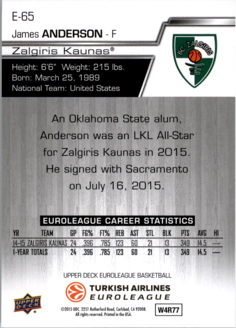 2015-16 Upper Deck Turkish Airlines Euroleague you pick - Picture 63 of 103