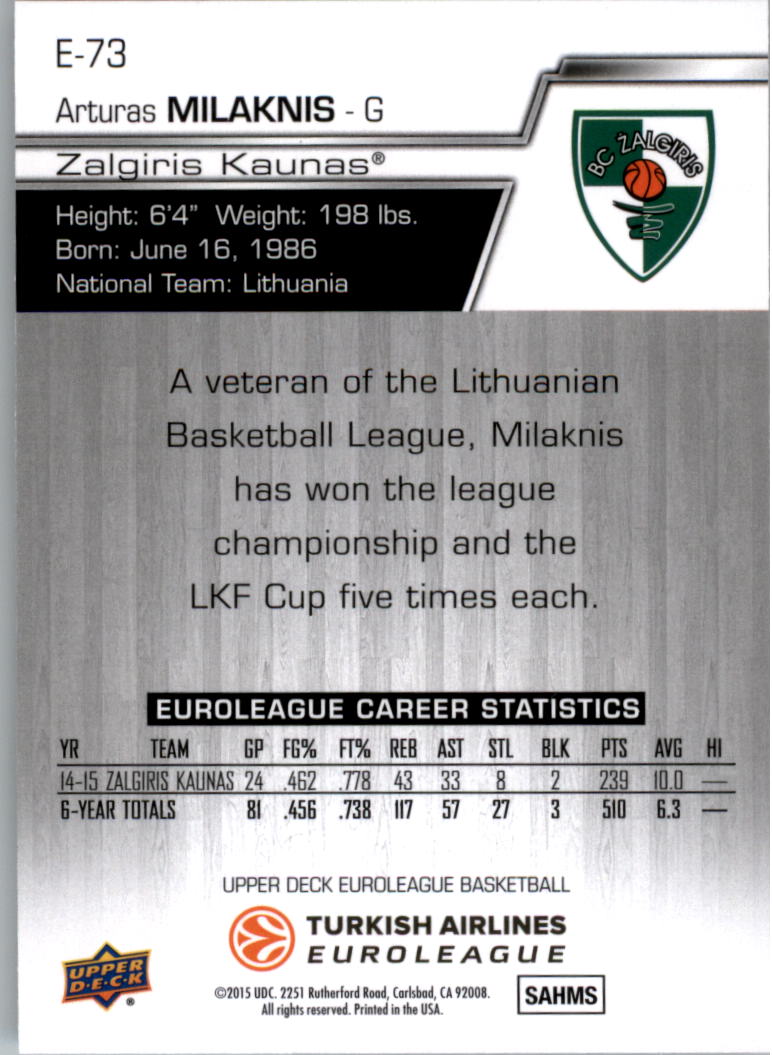 2015-16 Upper Deck Turkish Airlines Euroleague you pick - Picture 73 of 103