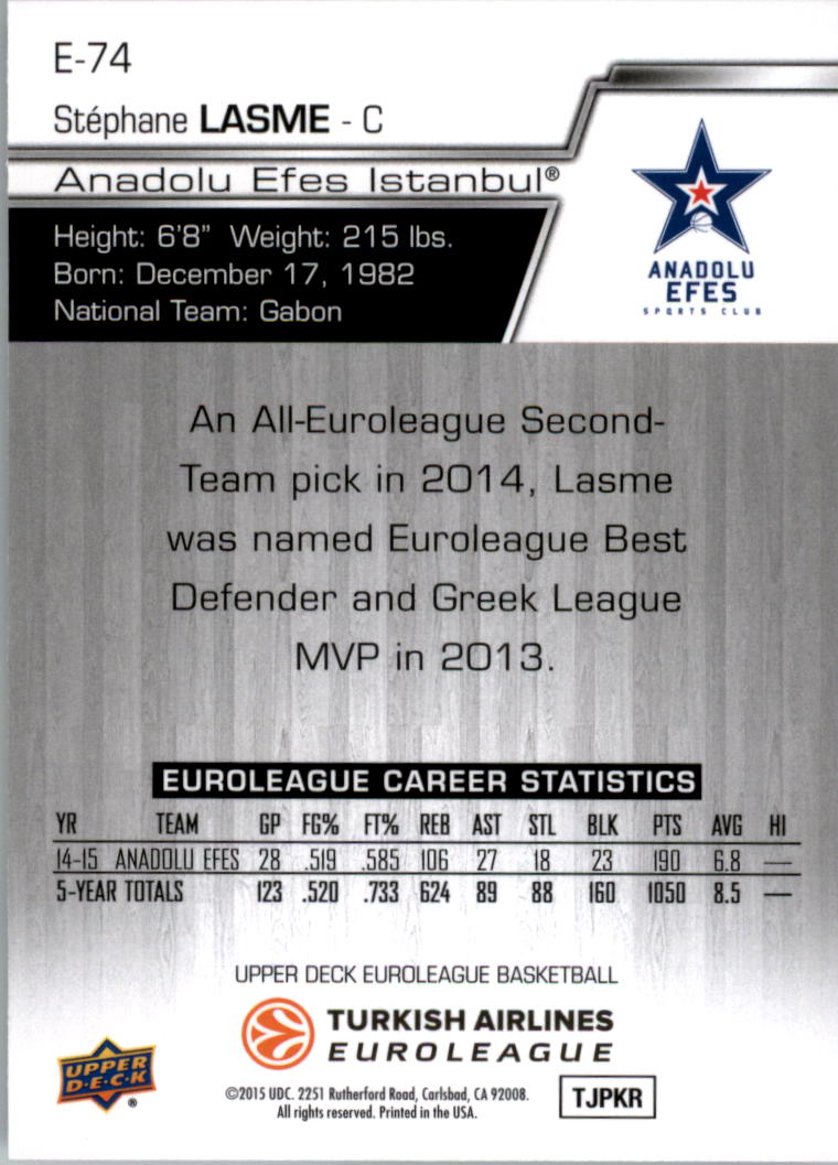 2015-16 Upper Deck Turkish Airlines Euroleague you pick - Picture 75 of 103