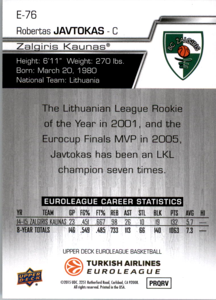 2015-16 Upper Deck Turkish Airlines Euroleague you pick - Picture 77 of 103
