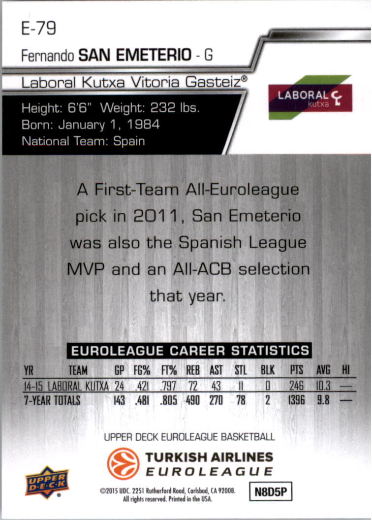 2015-16 Upper Deck Turkish Airlines Euroleague you pick - Picture 83 of 103
