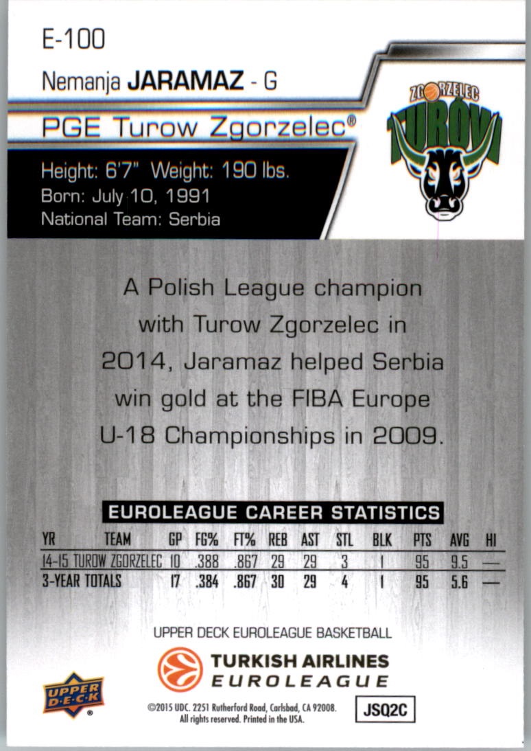 2015-16 Upper Deck Turkish Airlines Euroleague you pick - Picture 103 of 103