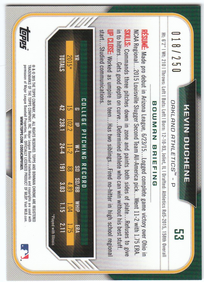 2015 Bowman Chrome Draft Baseball - Picture 235 of 313