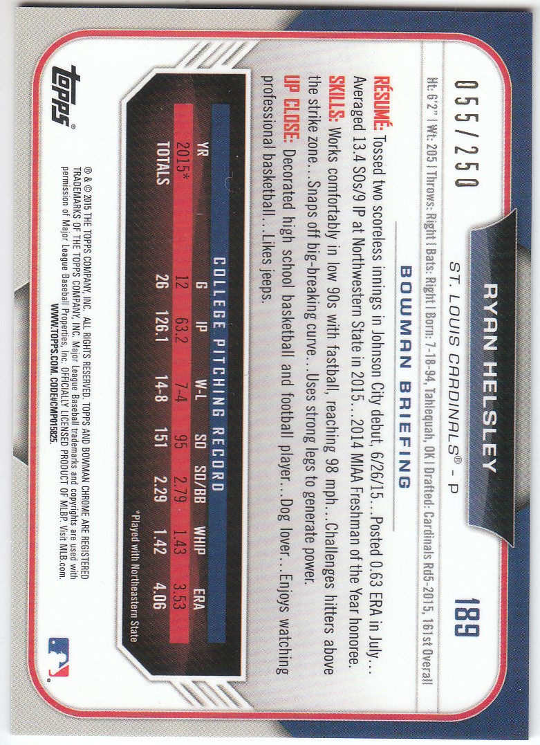 2015 Bowman Chrome Draft Baseball - Picture 239 of 313