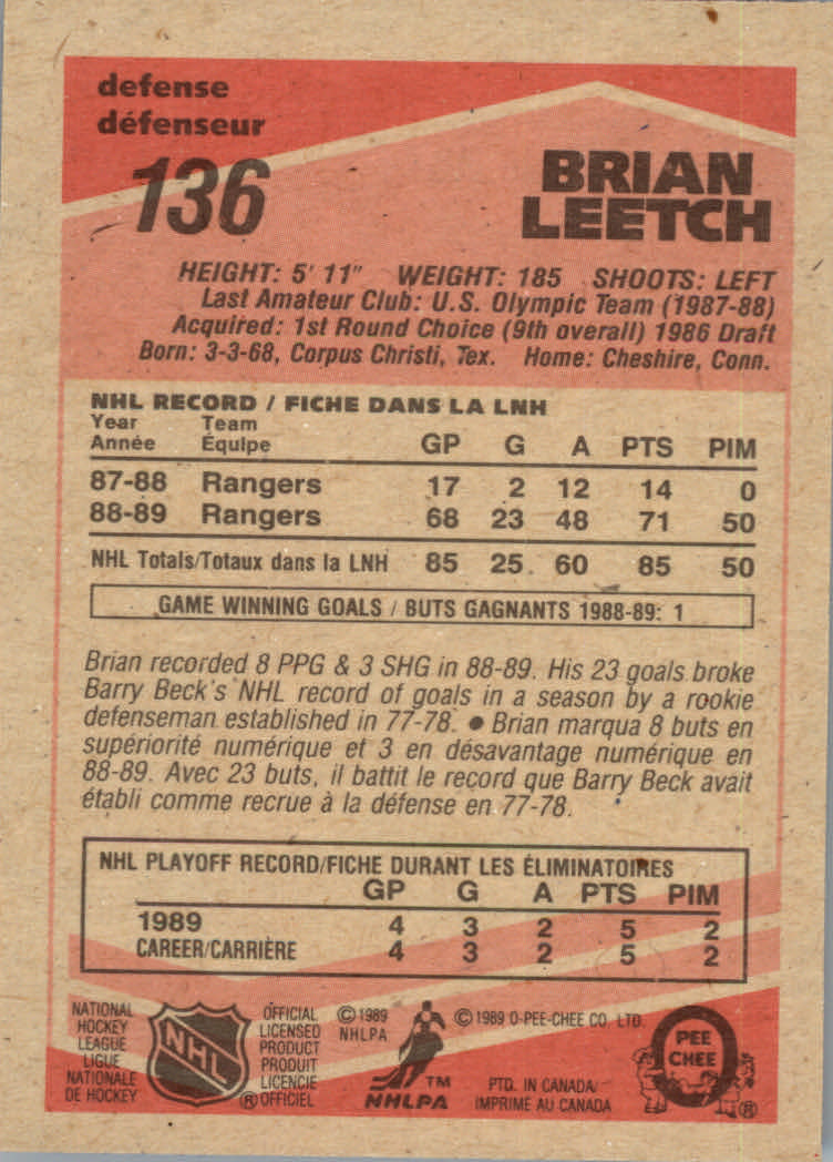 1989/1990 O-Pee-Chee Hockey Part 1 Main Set Cards #1 - #165 Rookies and Veterans - Picture 271 of 327