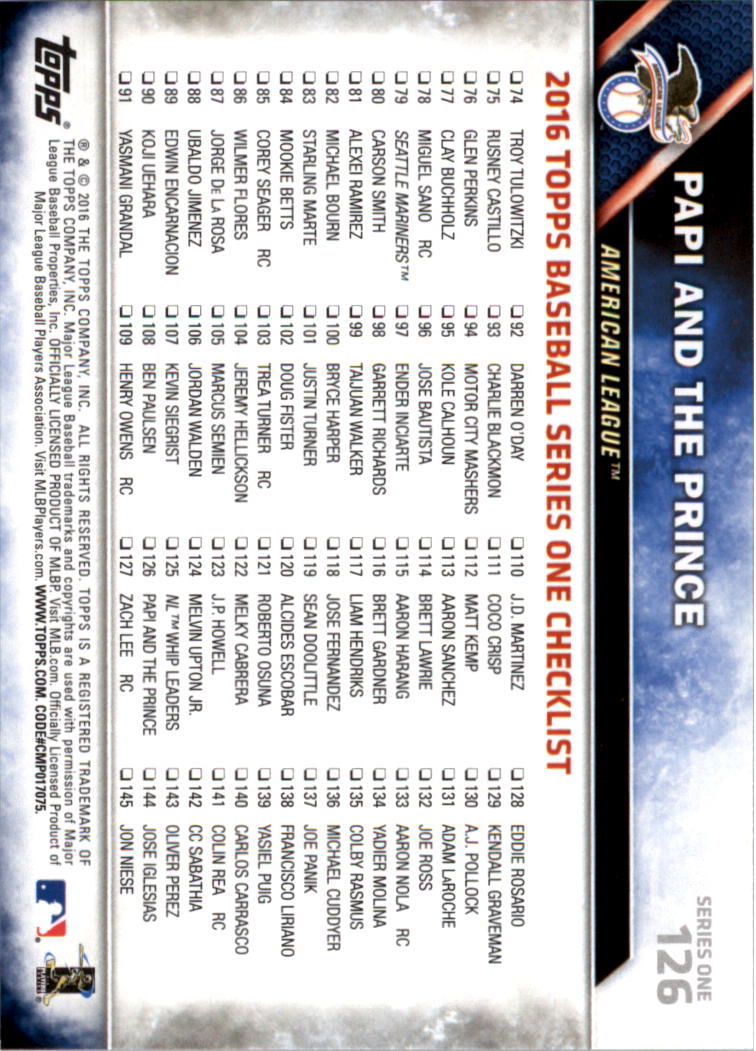 2016 Topps All-Star Game Silver 1-250 (you pick) - Picture 197 of 399