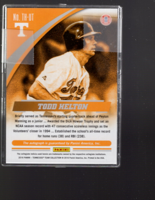 2016 Panini Tennessee Volunteers Set TODD HELTON CHASE HEADLEY R A DICKEY  GODLEY