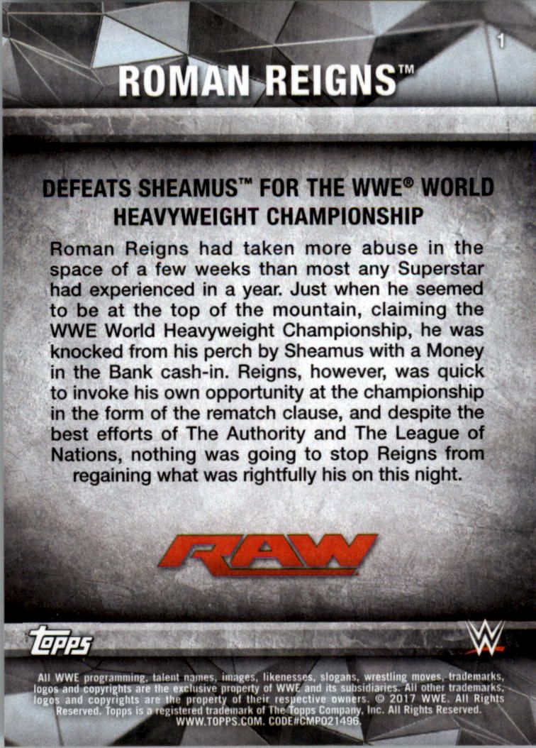 2017 Topps WWE Road to Wrestlemania you pick - Picture 3 of 179