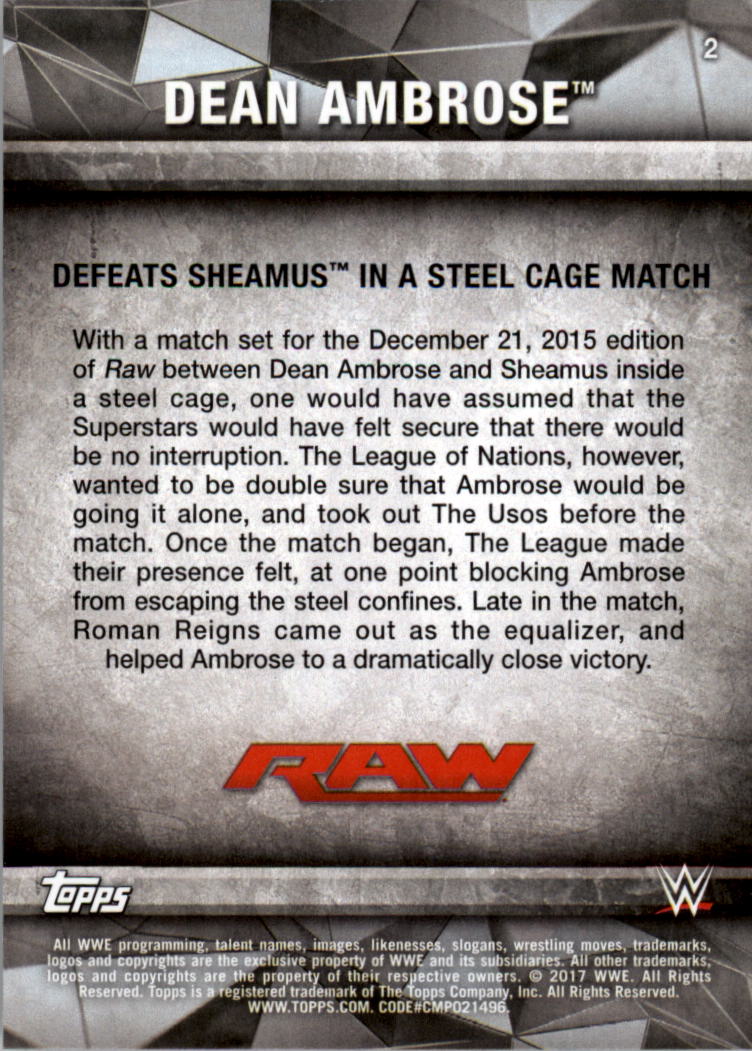 2017 Topps WWE Road to Wrestlemania you pick - Picture 5 of 179