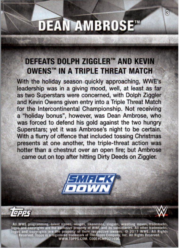 2017 Topps WWE Road to Wrestlemania you pick - Picture 7 of 179