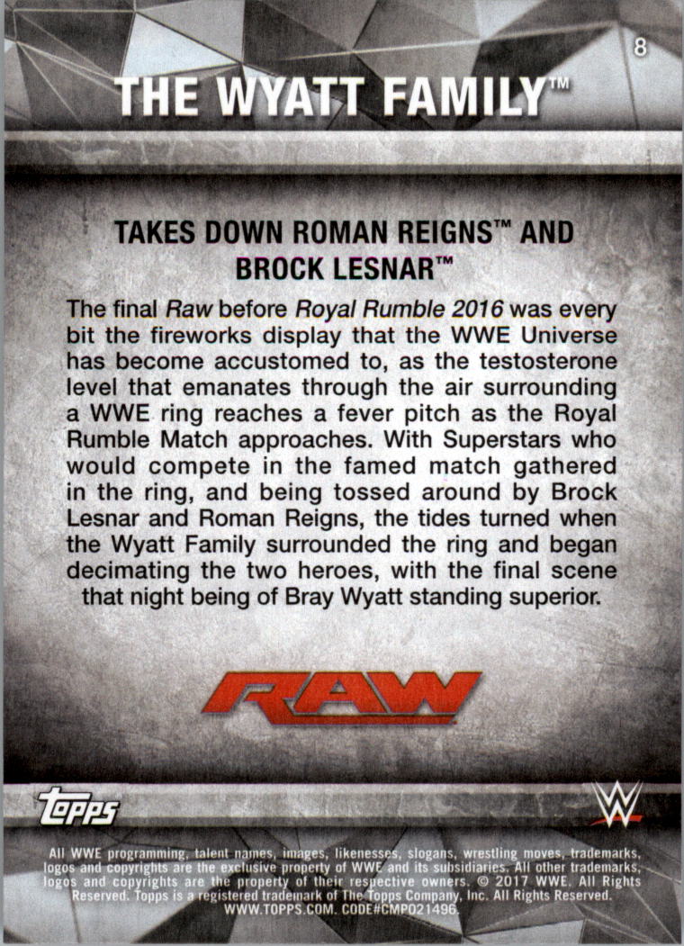 2017 Topps WWE Road to Wrestlemania you pick - Picture 17 of 179