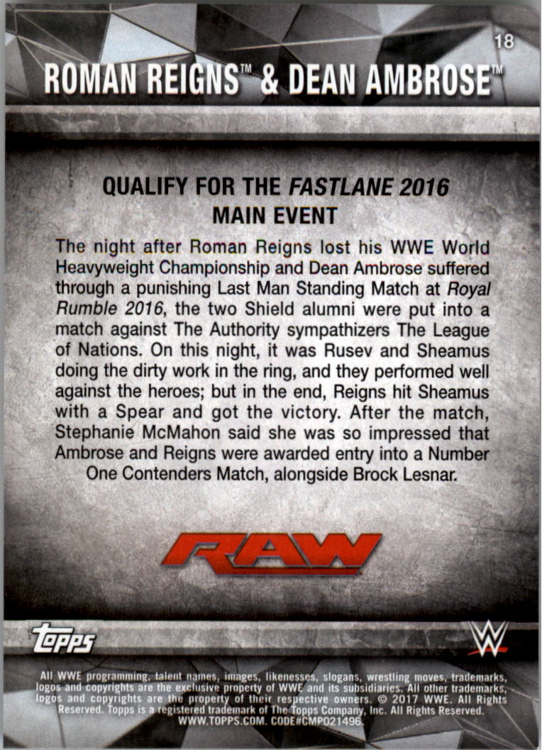2017 Topps WWE Road to Wrestlemania you pick - Picture 33 of 179