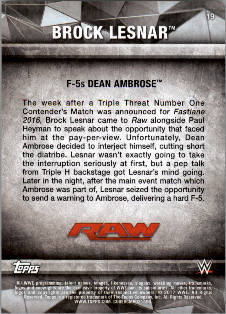 2017 Topps WWE Road to Wrestlemania you pick - Picture 35 of 179
