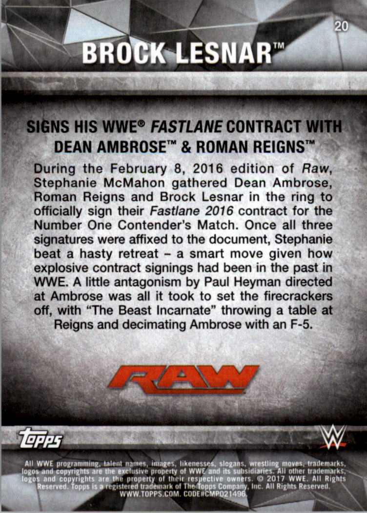 2017 Topps WWE Road to Wrestlemania you pick - Picture 37 of 179
