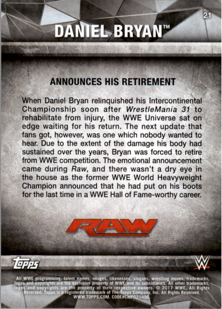 2017 Topps WWE Road to Wrestlemania you pick - Picture 39 of 179