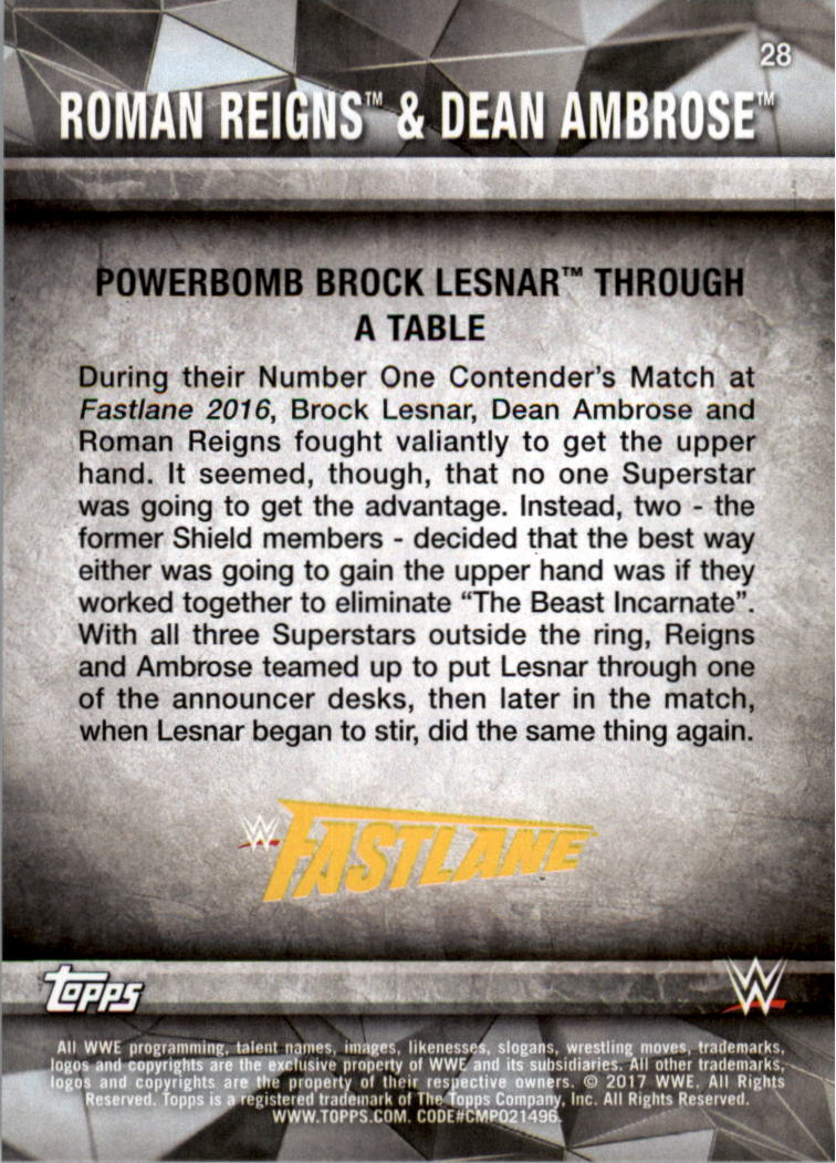 2017 Topps WWE Road to Wrestlemania you pick - Picture 53 of 179