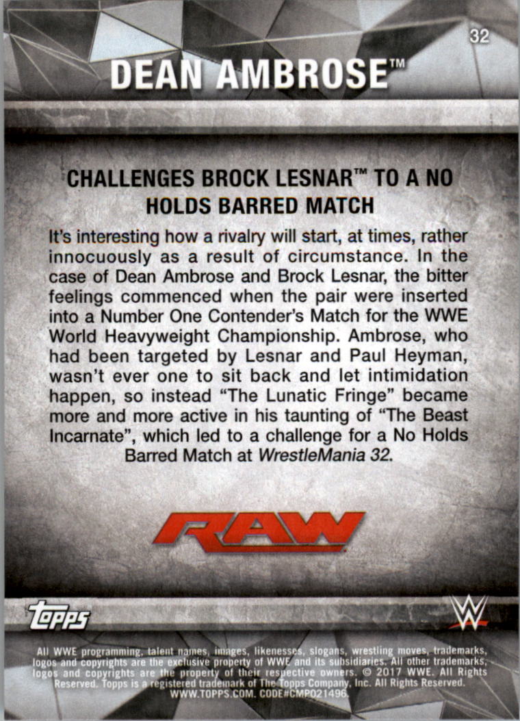 2017 Topps WWE Road to Wrestlemania you pick - Picture 61 of 179