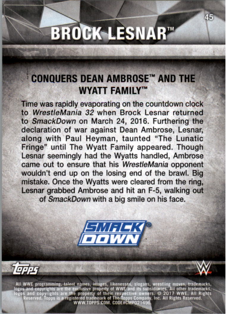 2017 Topps WWE Road to Wrestlemania you pick - Picture 85 of 179