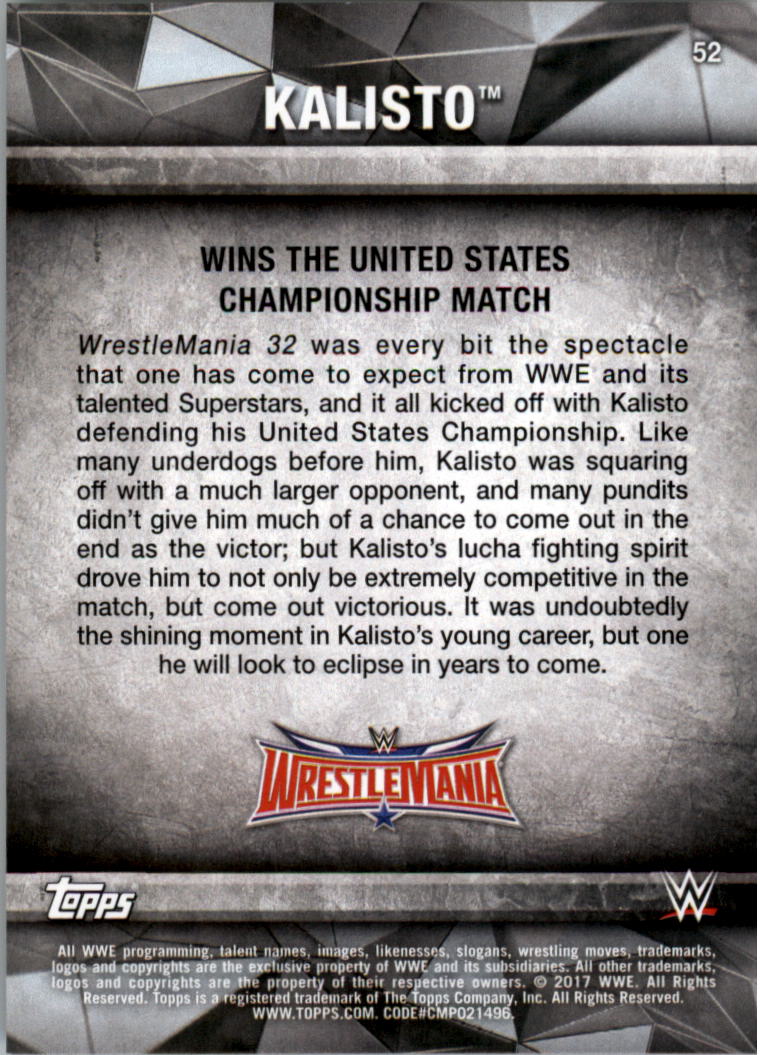 2017 Topps WWE Road to Wrestlemania you pick - Picture 95 of 179