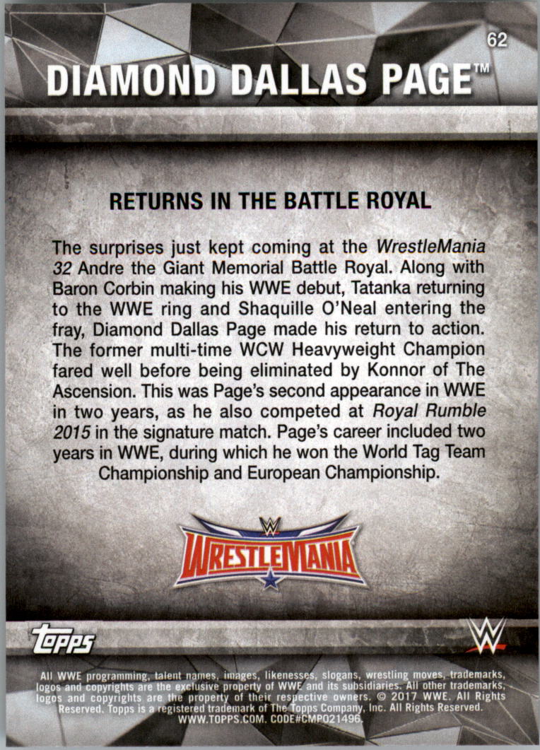2017 Topps WWE Road to Wrestlemania you pick - Picture 111 of 179