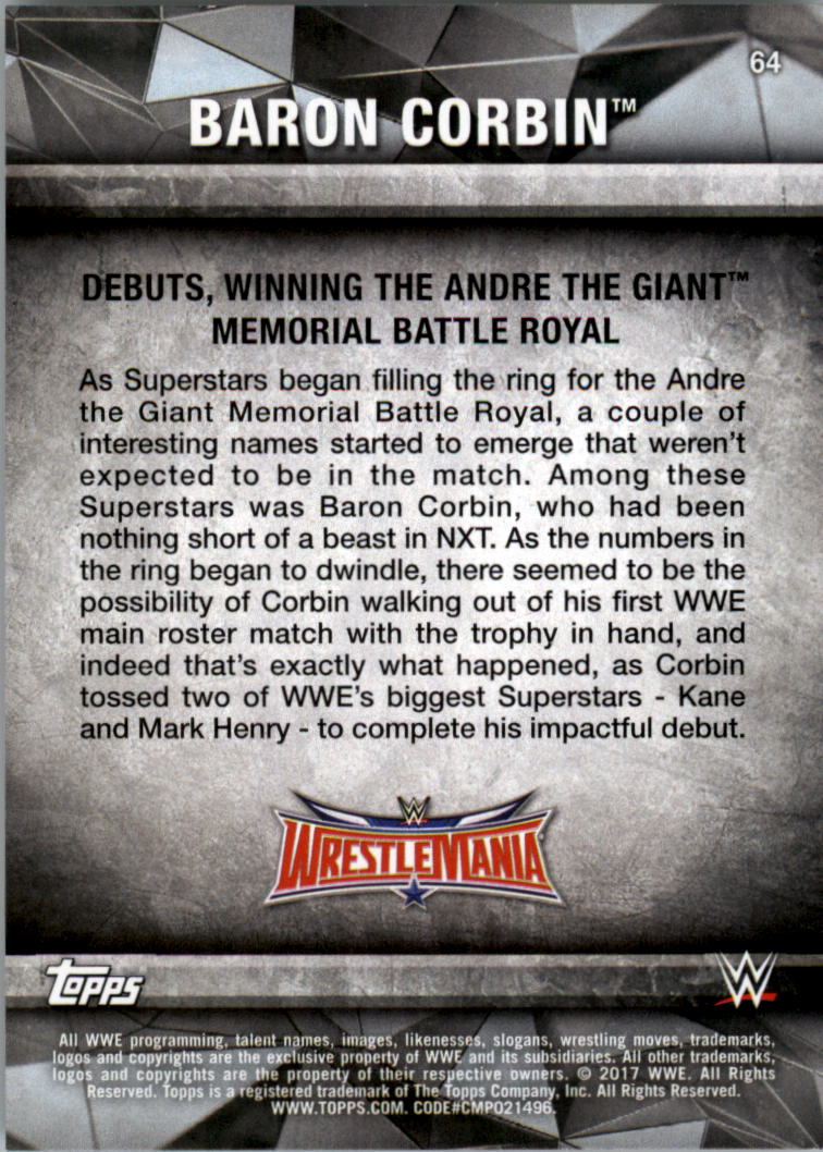 2017 Topps WWE Road to Wrestlemania you pick - Picture 113 of 179