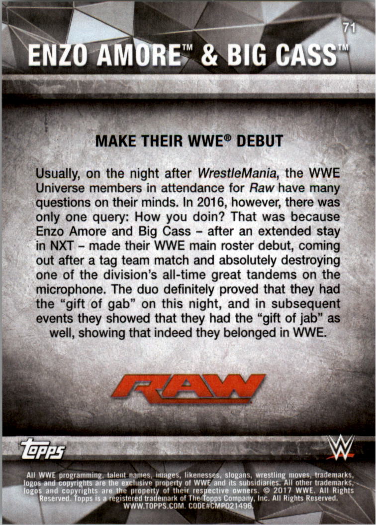 2017 Topps WWE Road to Wrestlemania you pick - Picture 125 of 179