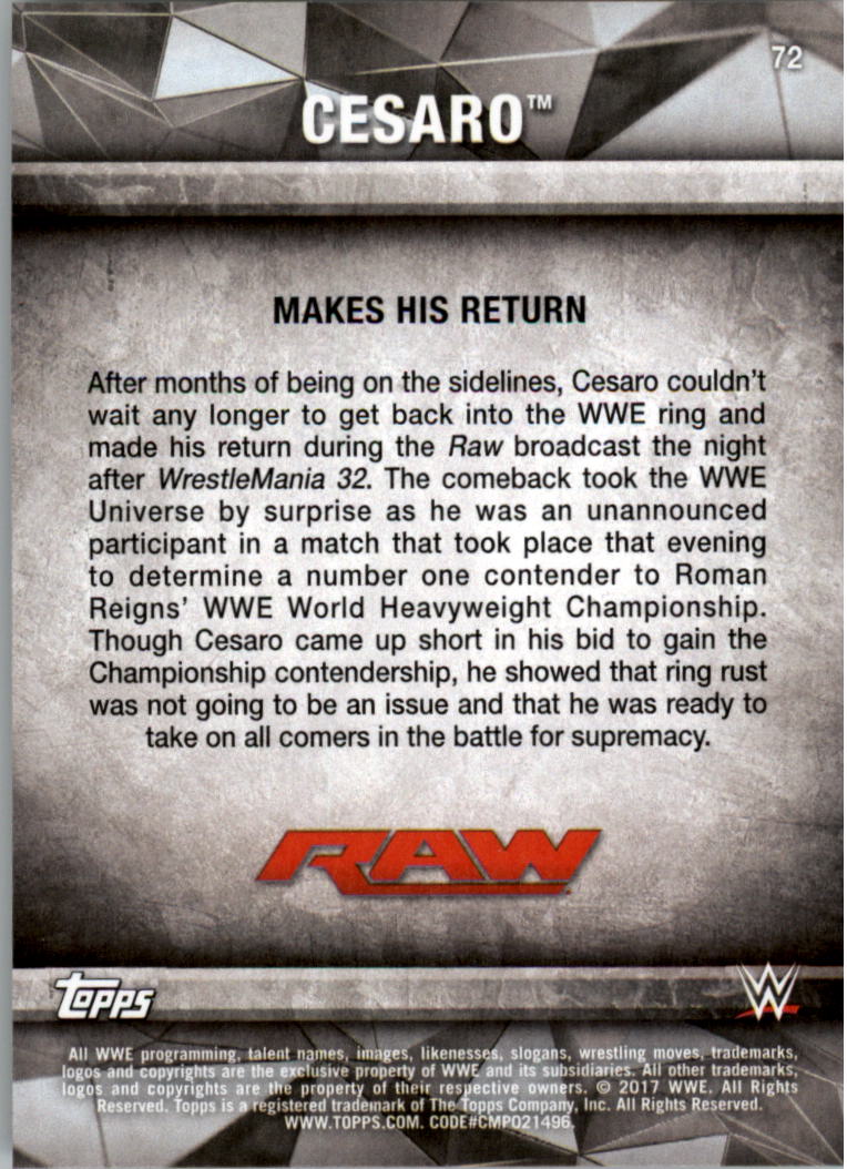 2017 Topps WWE Road to Wrestlemania you pick - Picture 127 of 179