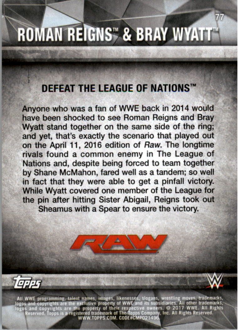 2017 Topps WWE Road to Wrestlemania you pick - Picture 137 of 179
